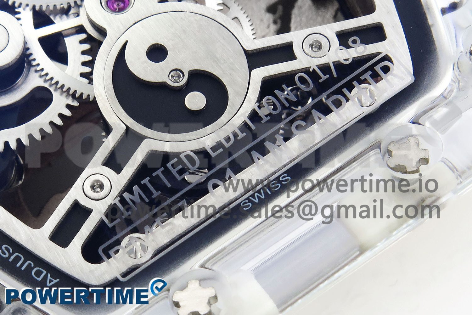 RM57 Transparent Tourbillon RMF Best Edition Silver Dragon Eagle Dial on Transparent Rubber Strap - Image 10