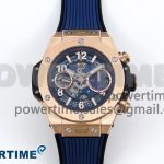 Big Bang Unico 42mm RG BBF 1:1 Best Edition Skeleton Dial on Blue Rubber Strap A1280 V2