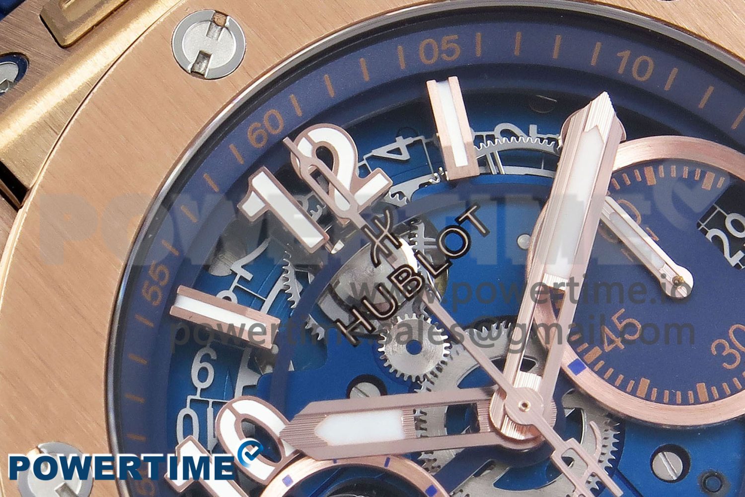 Big Bang Unico 42mm RG BBF 1:1 Best Edition Skeleton Dial on Blue Rubber Strap A1280 V2 - Image 4