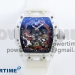 RM57 Transparent Tourbillon RMF Best Edition Silver Dragon Eagle Dial on Transparent Rubber Strap
