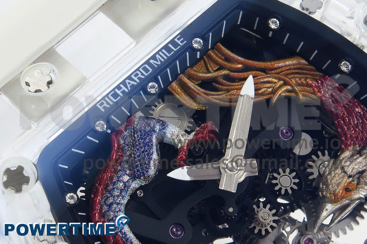 RM57 Transparent Tourbillon RMF Best Edition Silver Dragon Eagle Dial on Transparent Rubber Strap - Image 4