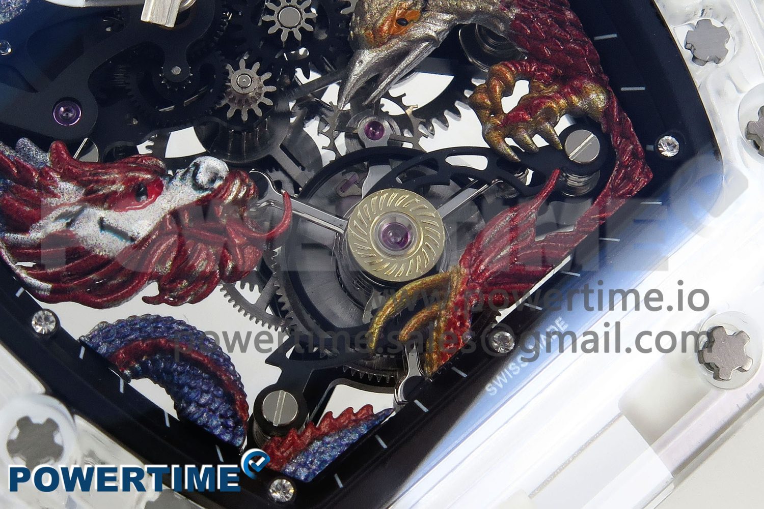 RM57 Transparent Tourbillon RMF Best Edition Silver Dragon Eagle Dial on Transparent Rubber Strap - Image 5