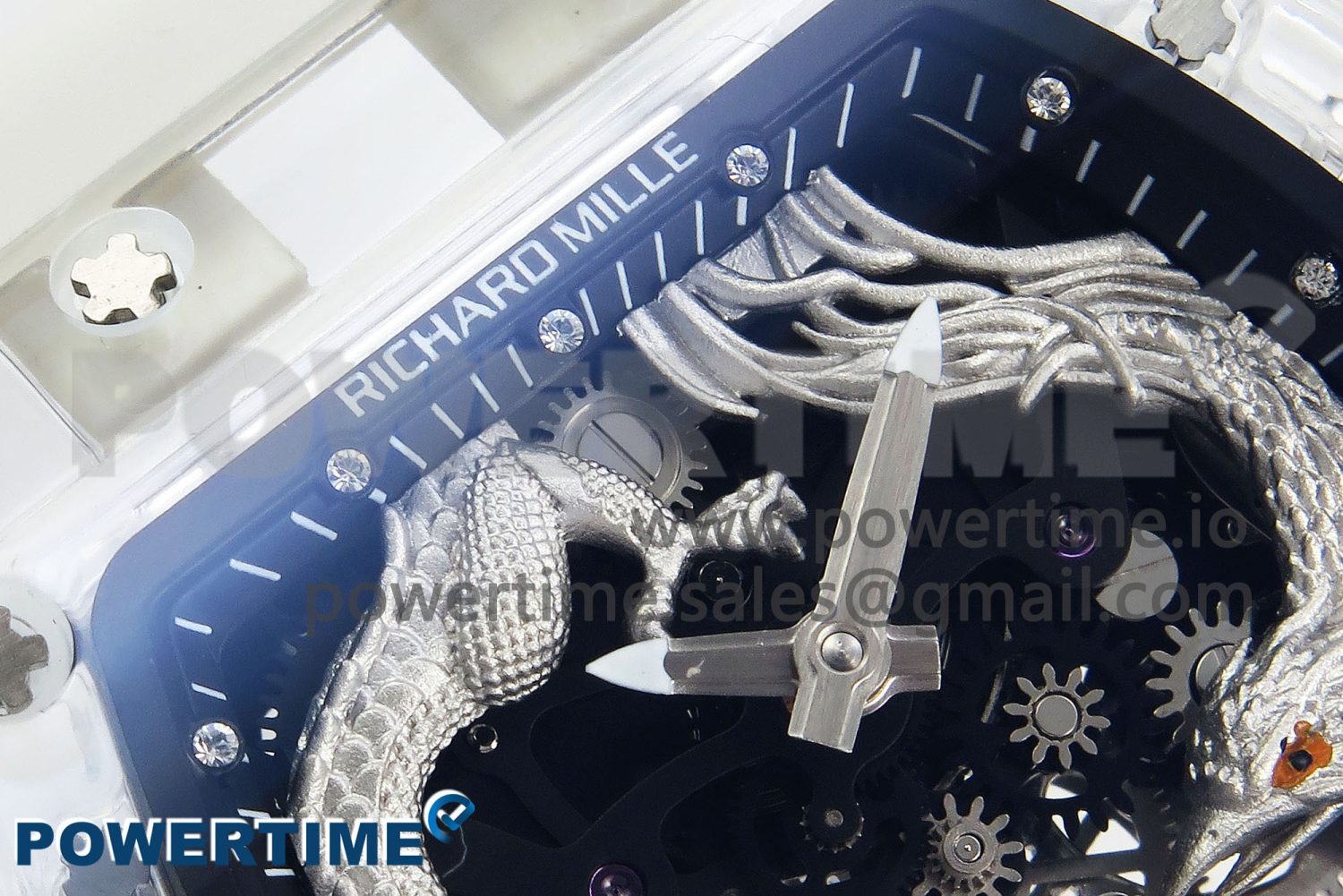 RM57 Transparent Tourbillon RMF Best Edition Red Dragon Eagle Dial on Transparent Rubber Strap - Image 4