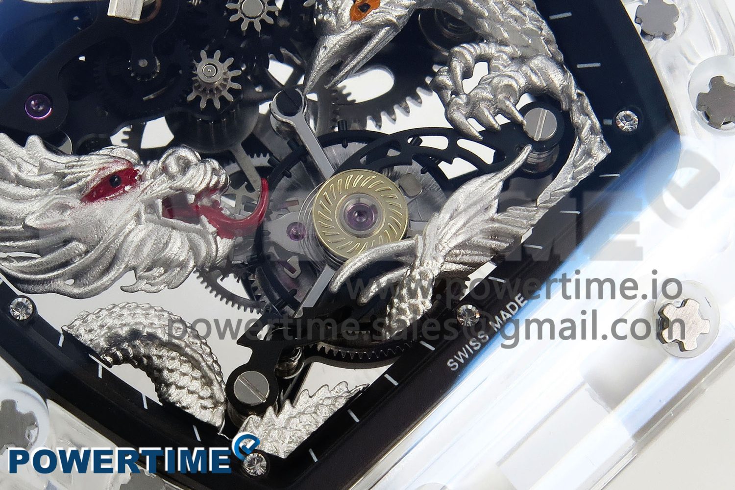 RM57 Transparent Tourbillon RMF Best Edition Red Dragon Eagle Dial on Transparent Rubber Strap - Image 5