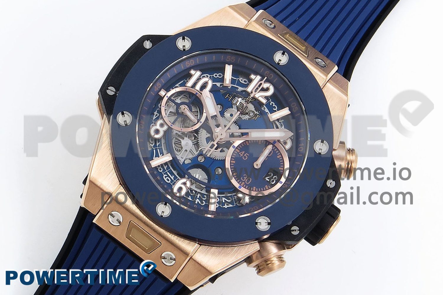 Big Bang Unico 42mm RG BBF 1:1 Best Edition Skeleton Dial Blue Ceramic Bezel on Blue Rubber Strap A1280 V2 - Image 2