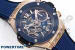 Big Bang Unico 42mm RG BBF 1:1 Best Edition Skeleton Dial Blue Ceramic Bezel on Blue Rubber Strap A1280 V2 - Image 3