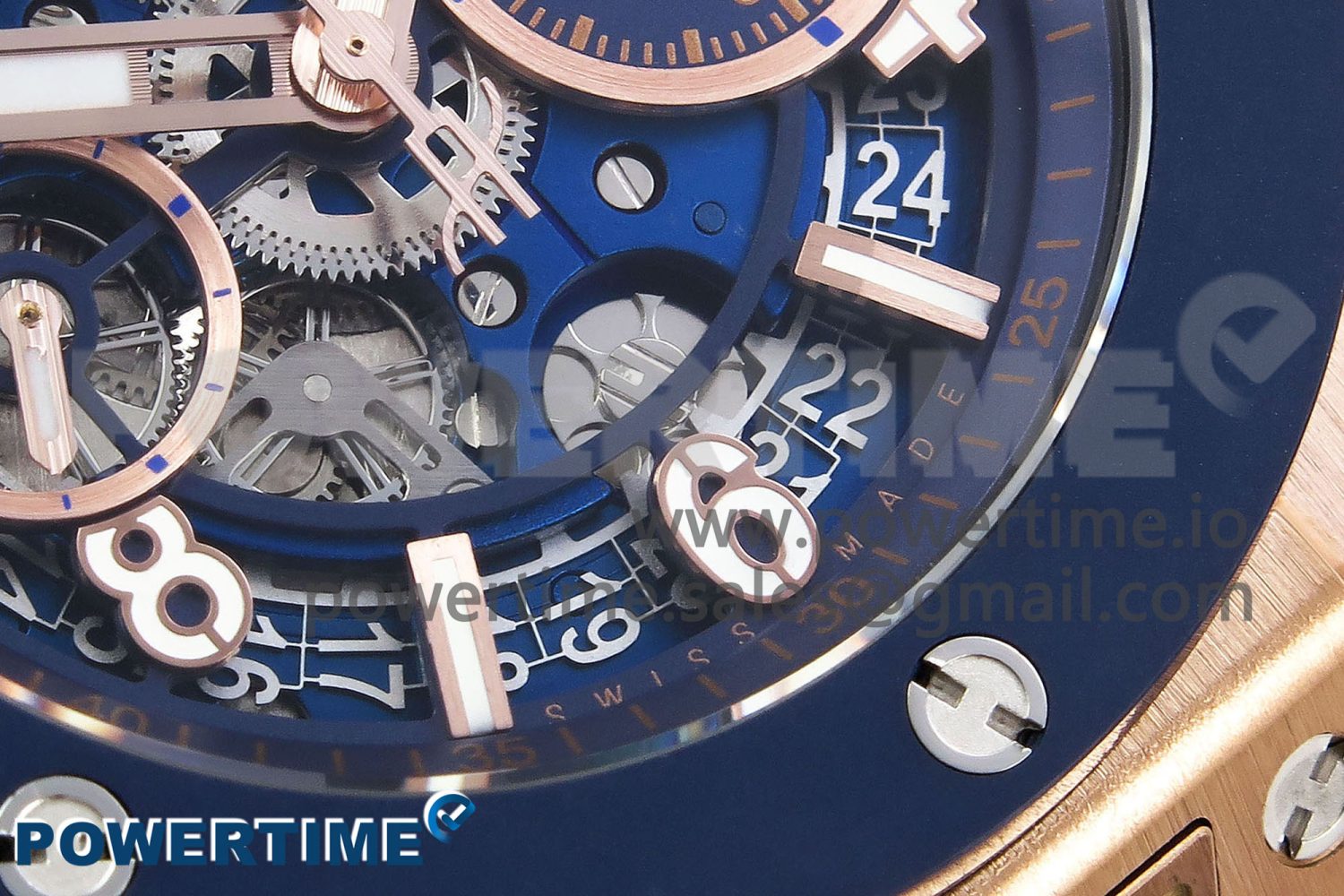 Big Bang Unico 42mm RG BBF 1:1 Best Edition Skeleton Dial Blue Ceramic Bezel on Blue Rubber Strap A1280 V2 - Image 5
