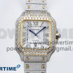 Santos De 40mm TWF 1:1 Best Edition White Dial 904L SS/YG Case and Bracelet A2824