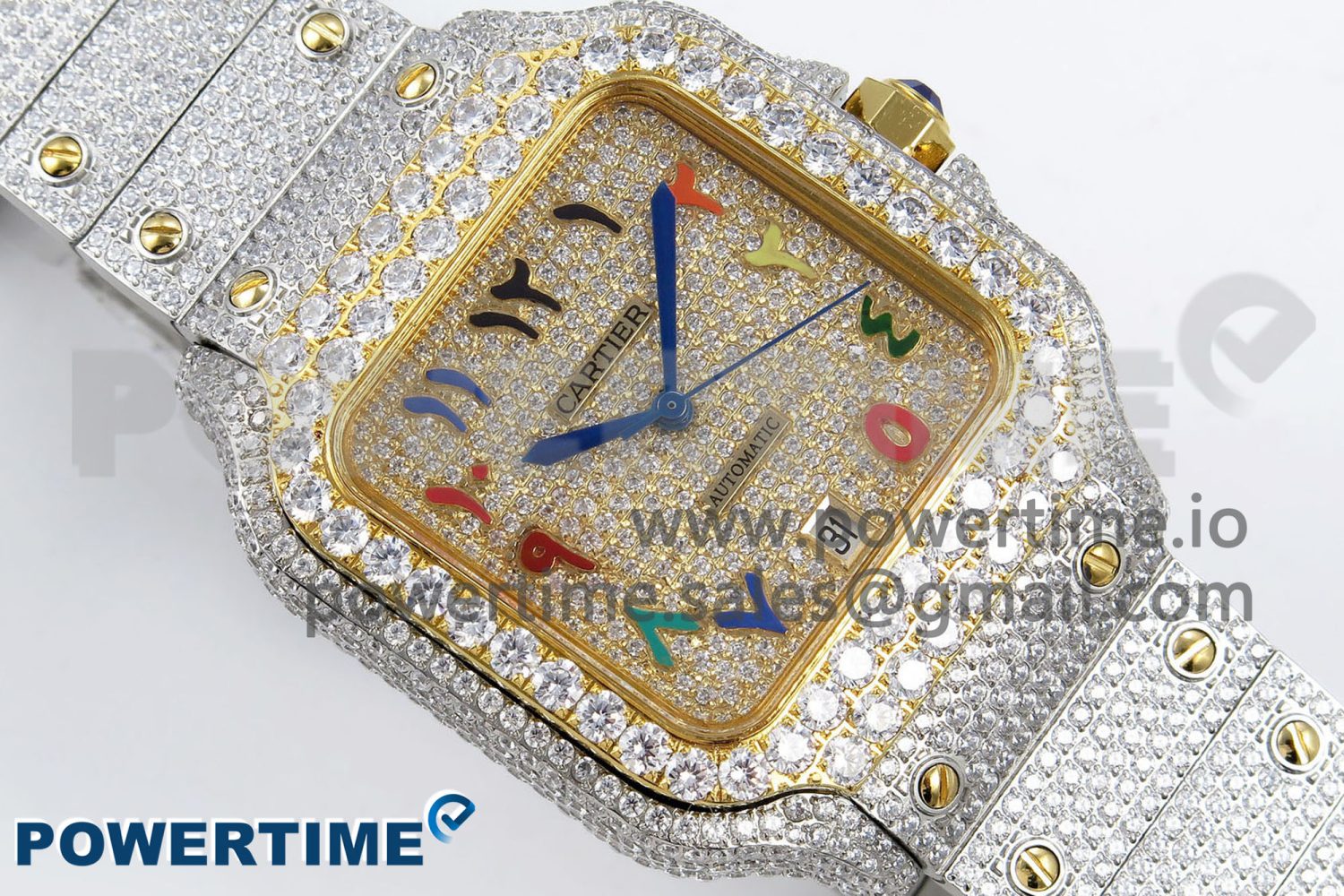 Santos De 40mm TWF 1:1 Best Edition YG Rainbow Dial 904L SS/YG Case and Bracelet A2824 - Image 3