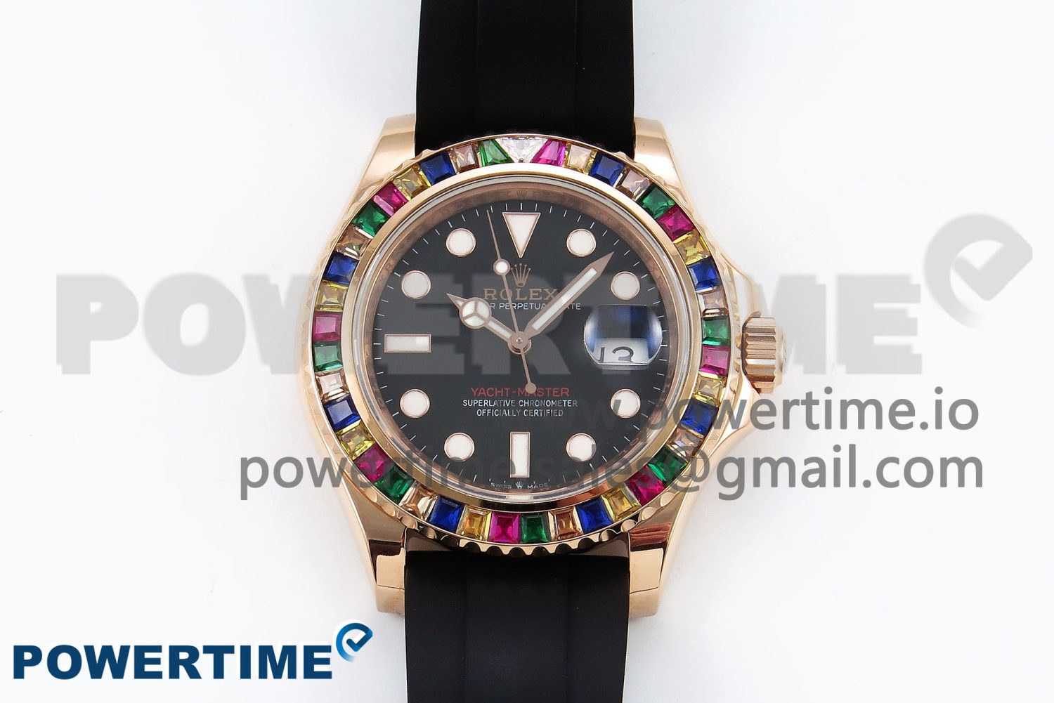 Yacht-Master 126655 KF 1:1 Best Edition Rainbow Bezel RG Wrapped on Oysterflex Strap VR3235 (Gen Weight) - Image 1