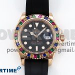 Yacht-Master 126655 KF 1:1 Best Edition Rainbow Bezel RG Wrapped on Oysterflex Strap VR3235 (Gen Weight)