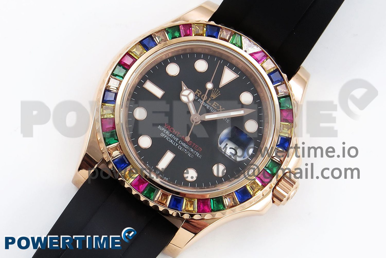Yacht-Master 126655 KF 1:1 Best Edition Rainbow Bezel RG Wrapped on Oysterflex Strap VR3235 (Gen Weight) - Image 2
