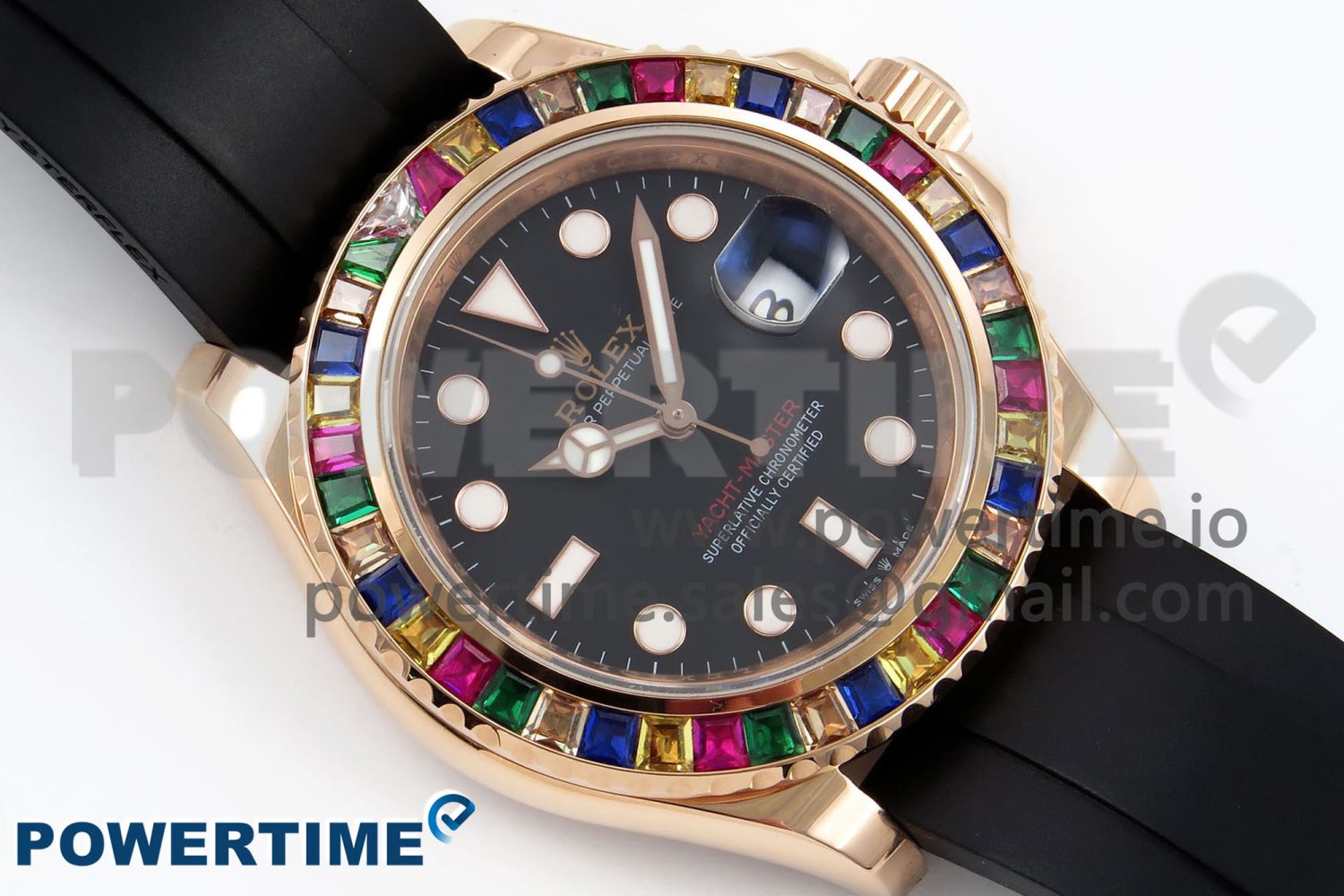 Yacht-Master 126655 KF 1:1 Best Edition Rainbow Bezel RG Wrapped on Oysterflex Strap VR3235 (Gen Weight) - Image 3