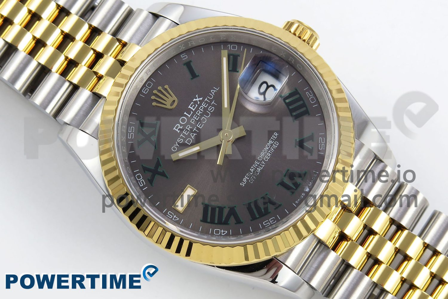 DateJust 36 126233 APF 1:1 Best Edition 904L Steel Gray Dial Green Roman on SS/YG Jubilee Bracelet VR3235 - Image 3