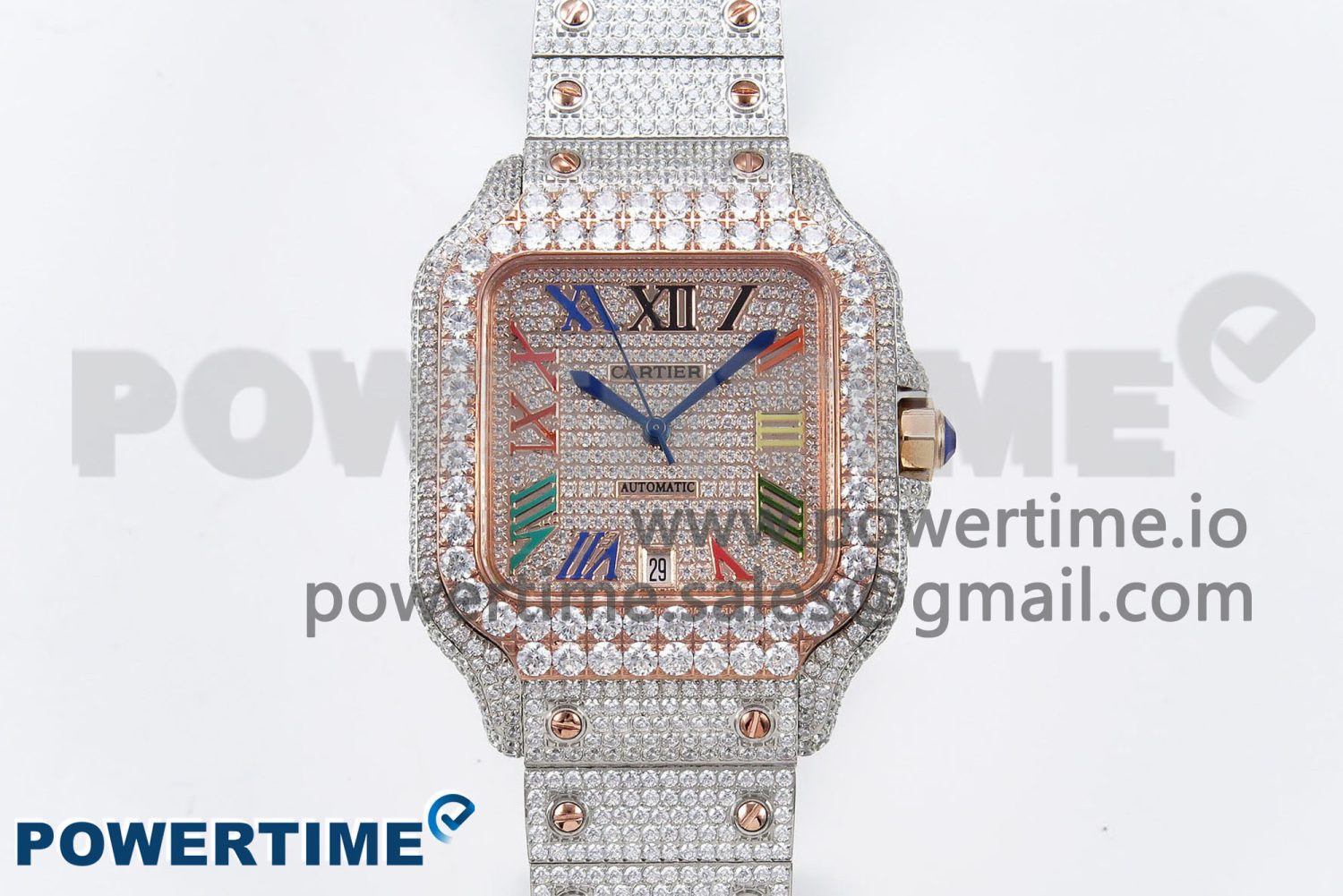 Santos De 40mm TWF 1:1 Best Edition RG Rainbow Dial 904L SS/RG Case and Bracelet A2824 - Image 1