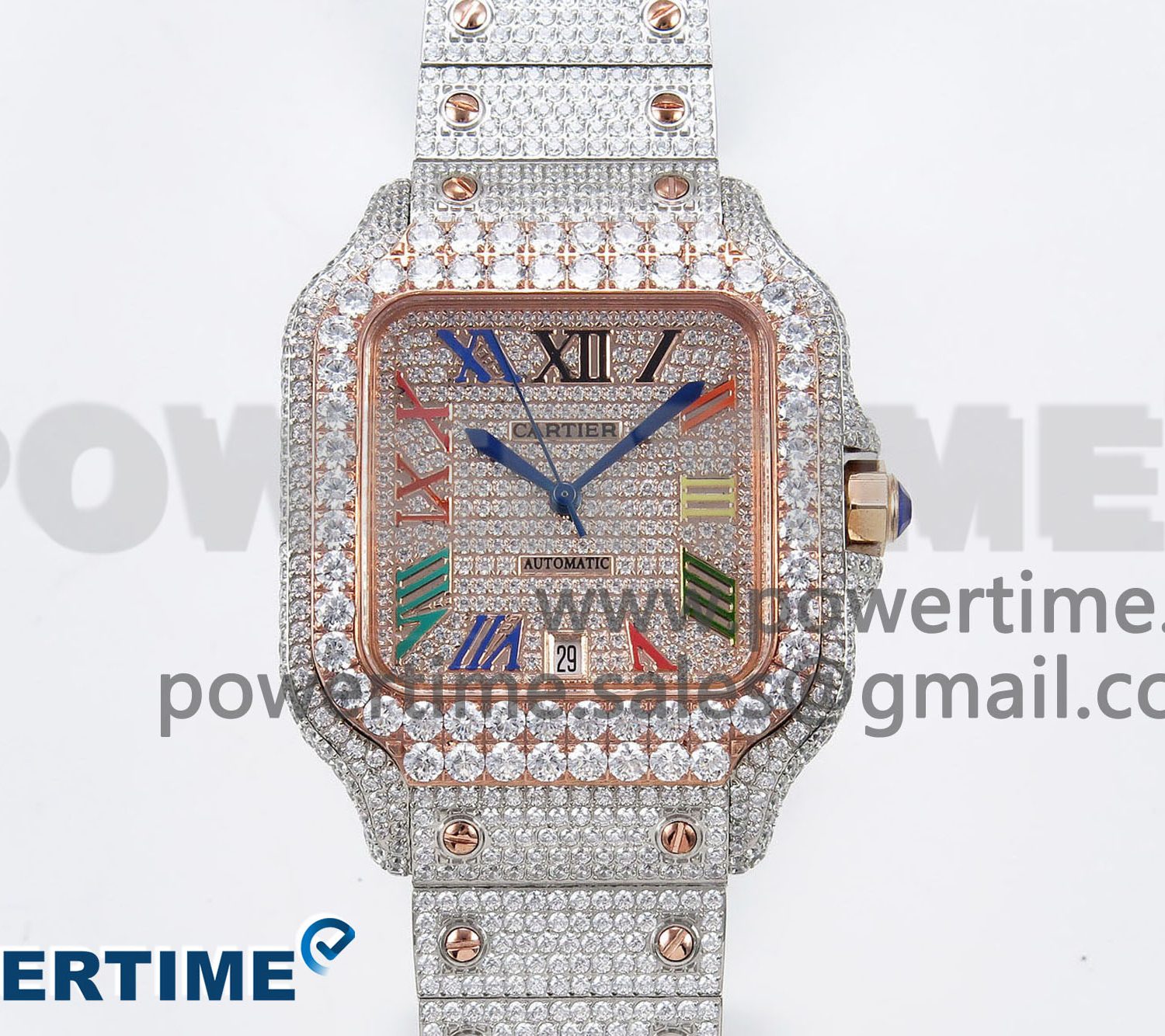 Santos De 40mm TWF 1:1 Best Edition RG Rainbow Dial 904L SS/RG Case and Bracelet A2824