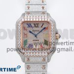Santos De 40mm TWF 1:1 Best Edition RG Rainbow Dial 904L SS/RG Case and Bracelet A2824