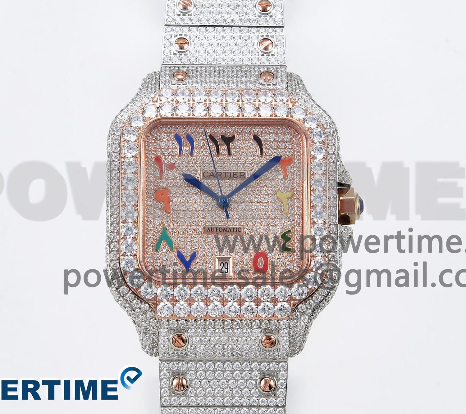 Santos De 40mm TWF 1:1 Best Edition RG Rainbow Dial 904L SS/RG Case and Bracelet A2824