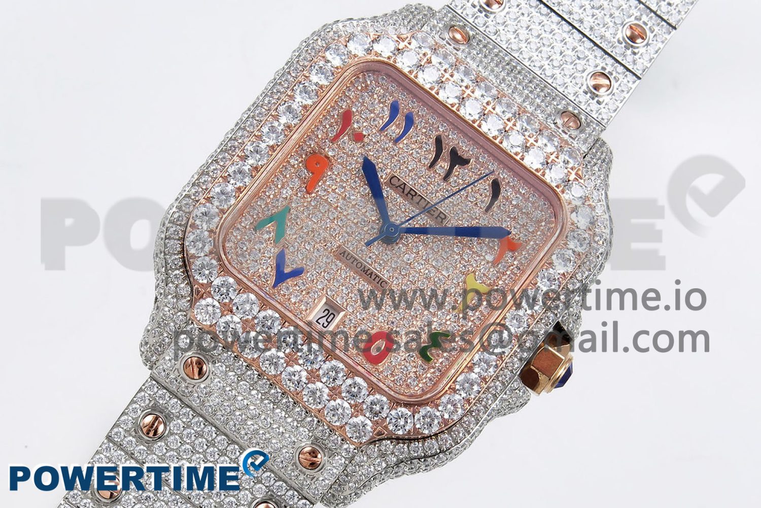 Santos De 40mm TWF 1:1 Best Edition RG Rainbow Dial 904L SS/RG Case and Bracelet A2824 - Image 2