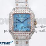Santos De 40mm TWF 1:1 Best Edition Blue Dial 904L SS/RG Case and Bracelet A2824