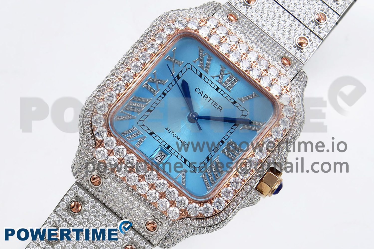 Santos De 40mm TWF 1:1 Best Edition Blue Dial 904L SS/RG Case and Bracelet A2824 - Image 2