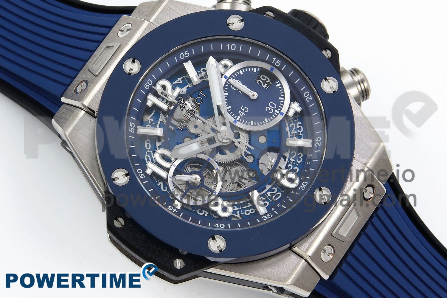Big Bang Unico 42mm SS BBF 1:1 Best Edition Skeleton Dial on Blue Rubber Strap A1280 V2 - Image 3