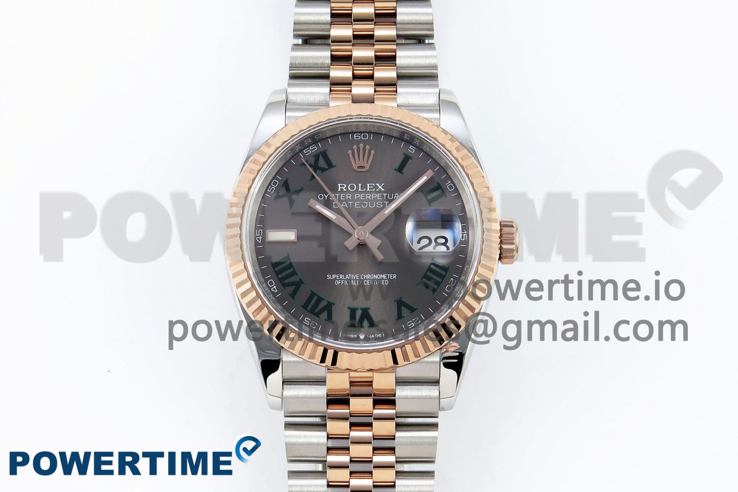 DateJust 36 126231 APF 1:1 Best Edition 904L Steel Gray Dial Green Roman on SS/RG Jubilee Bracelet VR3235 - Image 1