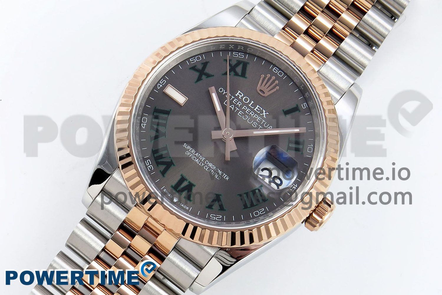 DateJust 36 126231 APF 1:1 Best Edition 904L Steel Gray Dial Green Roman on SS/RG Jubilee Bracelet VR3235 - Image 2