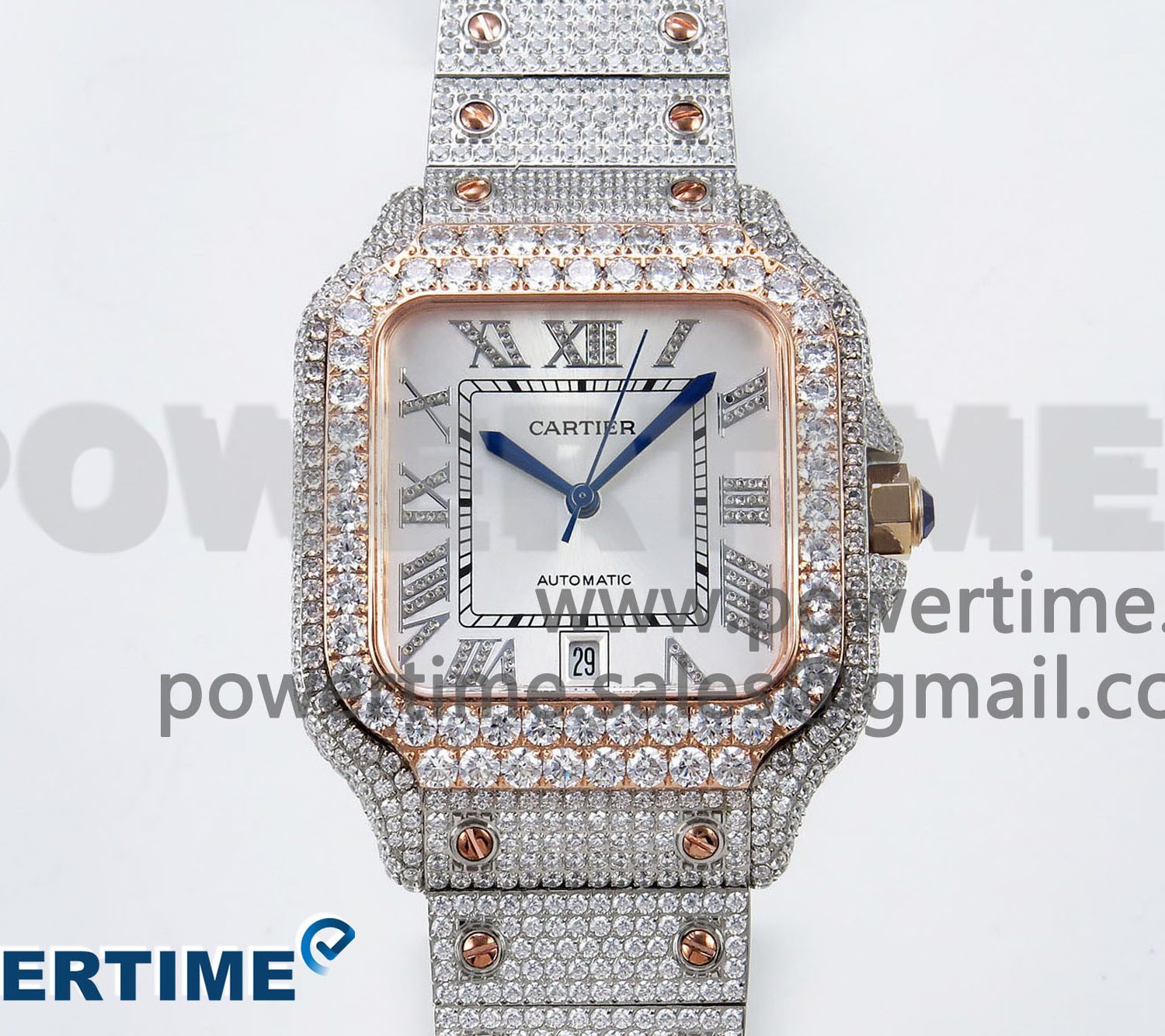 Santos De 40mm TWF 1:1 Best Edition White Dial 904L SS/RG Case and Bracelet A2824