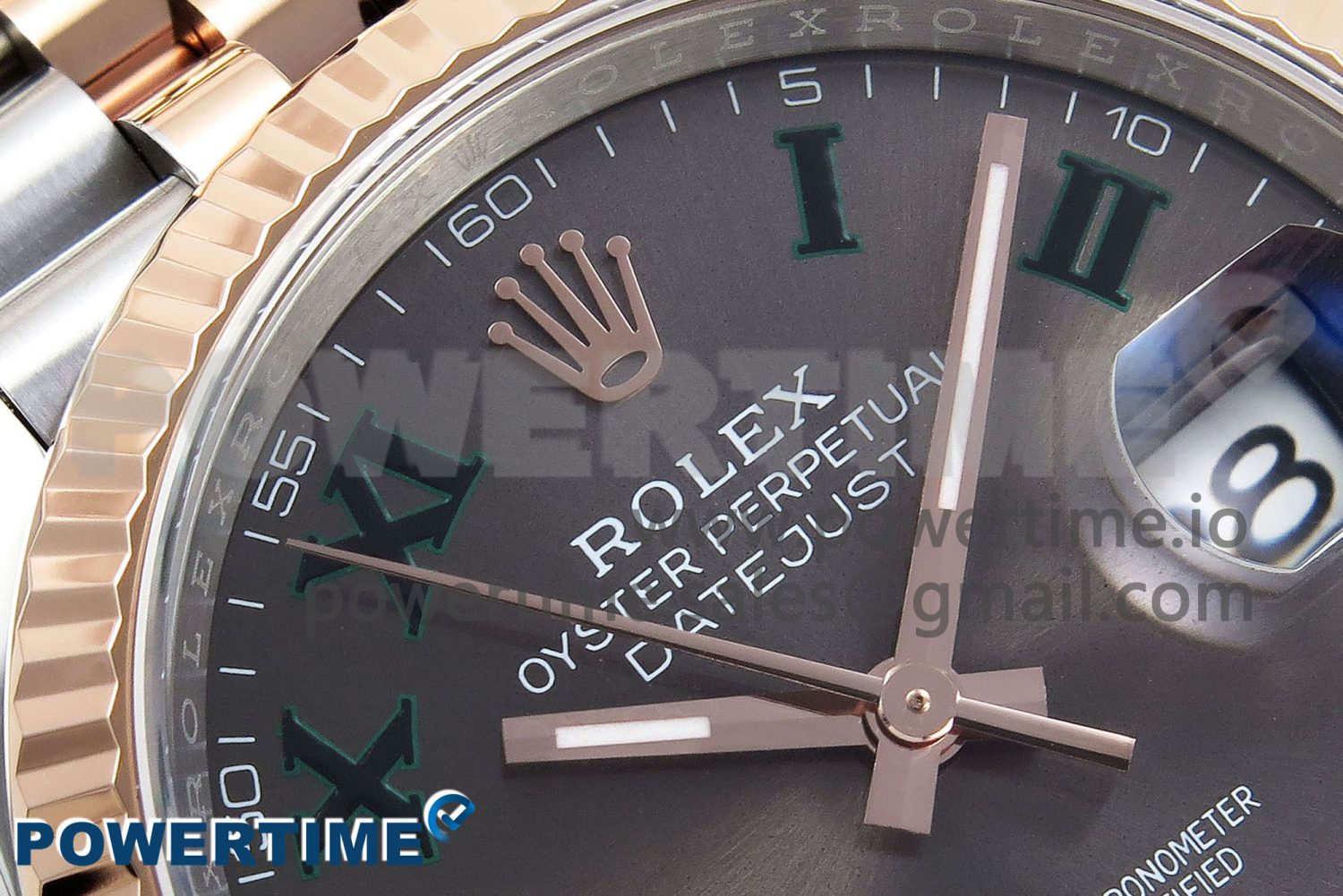 DateJust 36 126231 APF 1:1 Best Edition 904L Steel Gray Dial Green Roman on SS/RG Jubilee Bracelet VR3235 - Image 4