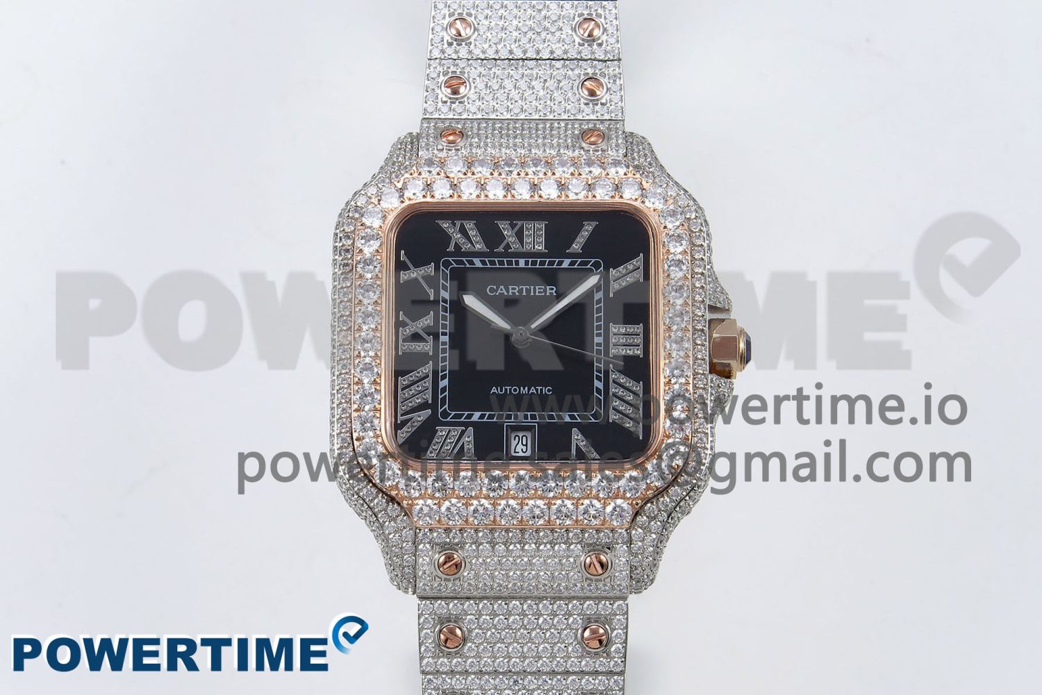 Santos De 40mm TWF 1:1 Best Edition Black Dial 904L SS/RG Case and Bracelet A2824 - Image 1