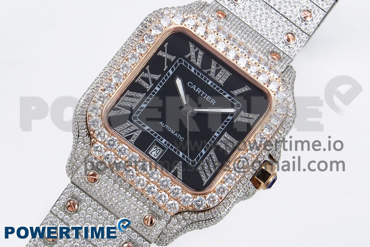 Santos De 40mm TWF 1:1 Best Edition Black Dial 904L SS/RG Case and Bracelet A2824 - Image 2