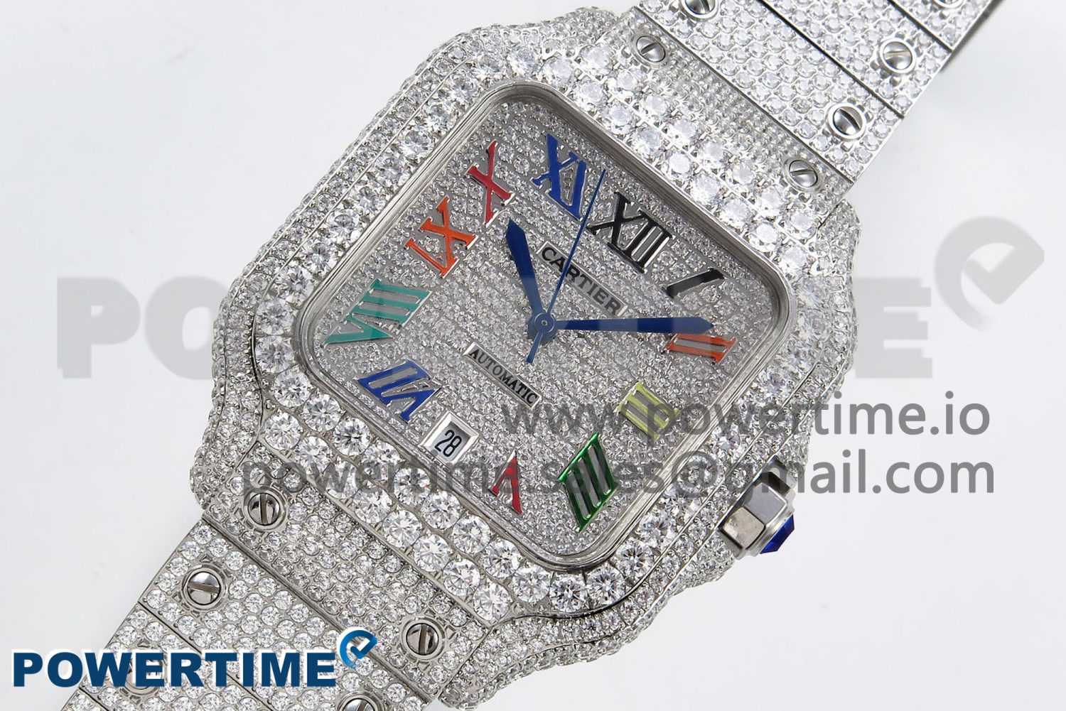 Santos De 40mm TWF 1:1 Best Edition SS Rainbow Dial 904L SS Case and Bracelet A2824 - Image 2