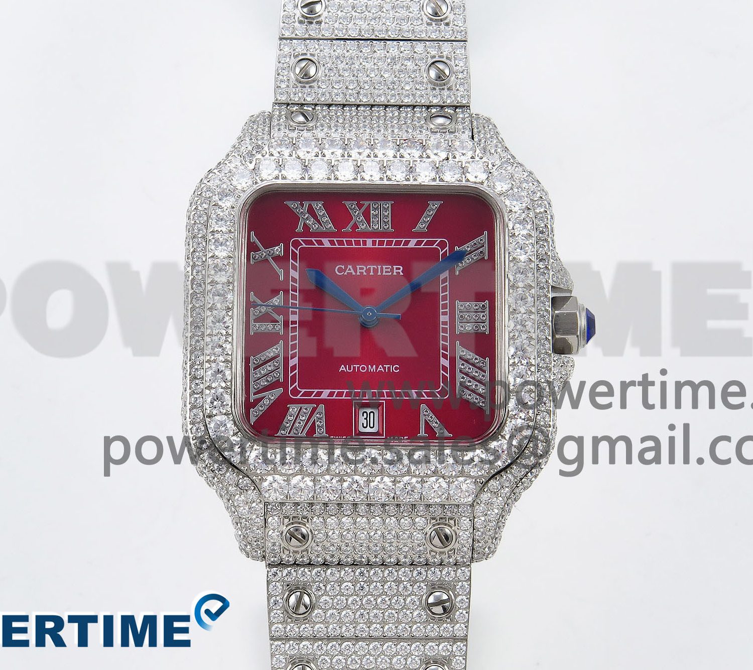 Santos De 40mm TWF 1:1 Best Edition Red Dial 904L SS Case and Bracelet A2824
