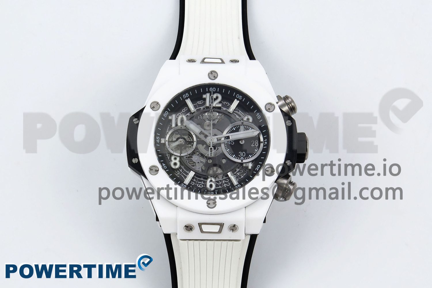 Big Bang Unico 42mm White Ceramic BBF 1:1 Best Edition Skeleton Dial on White Rubber Strap A1280 V2 - Image 1