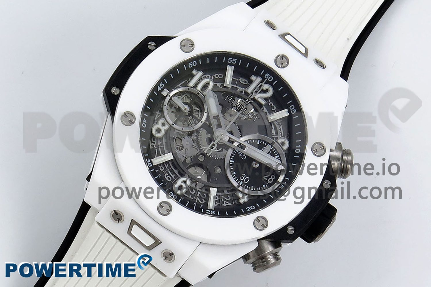Big Bang Unico 42mm White Ceramic BBF 1:1 Best Edition Skeleton Dial on White Rubber Strap A1280 V2 - Image 2