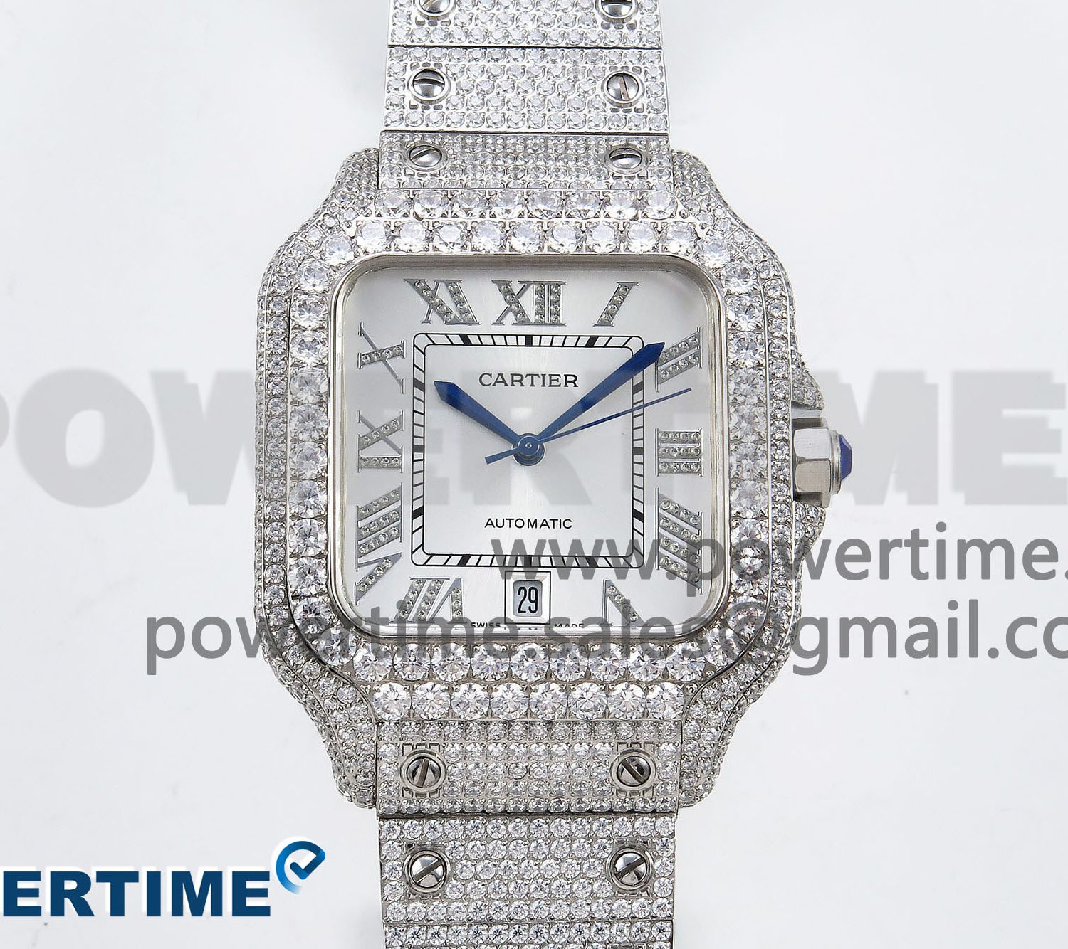 Santos De 40mm TWF 1:1 Best Edition White Dial 904L SS Case and Bracelet A2824