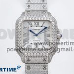 Santos De 40mm TWF 1:1 Best Edition White Dial 904L SS Case and Bracelet A2824