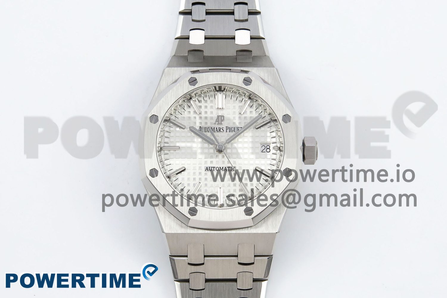 Royal Oak 37mm 15450 SS ZF 1:1 Best Edition White Textured Dial on SS Bracelet SA3120 Super Clone - Image 1