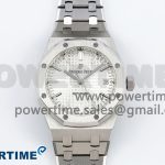 Royal Oak 37mm 15450 SS ZF 1:1 Best Edition White Textured Dial on SS Bracelet SA3120 Super Clone