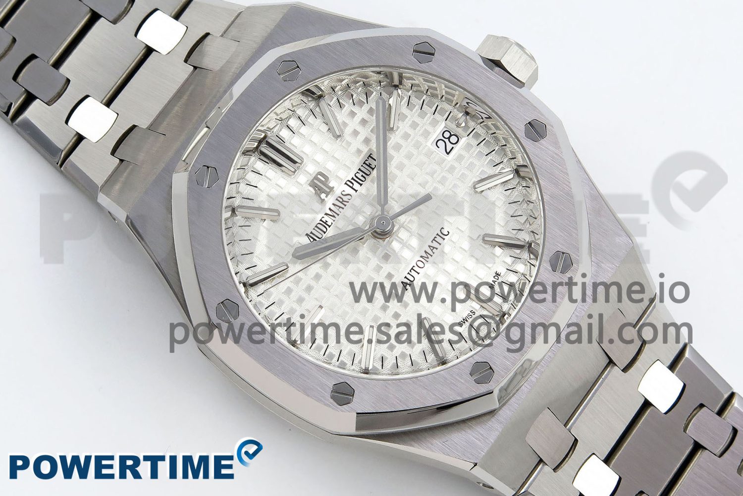 Royal Oak 37mm 15450 SS ZF 1:1 Best Edition White Textured Dial on SS Bracelet SA3120 Super Clone - Image 3