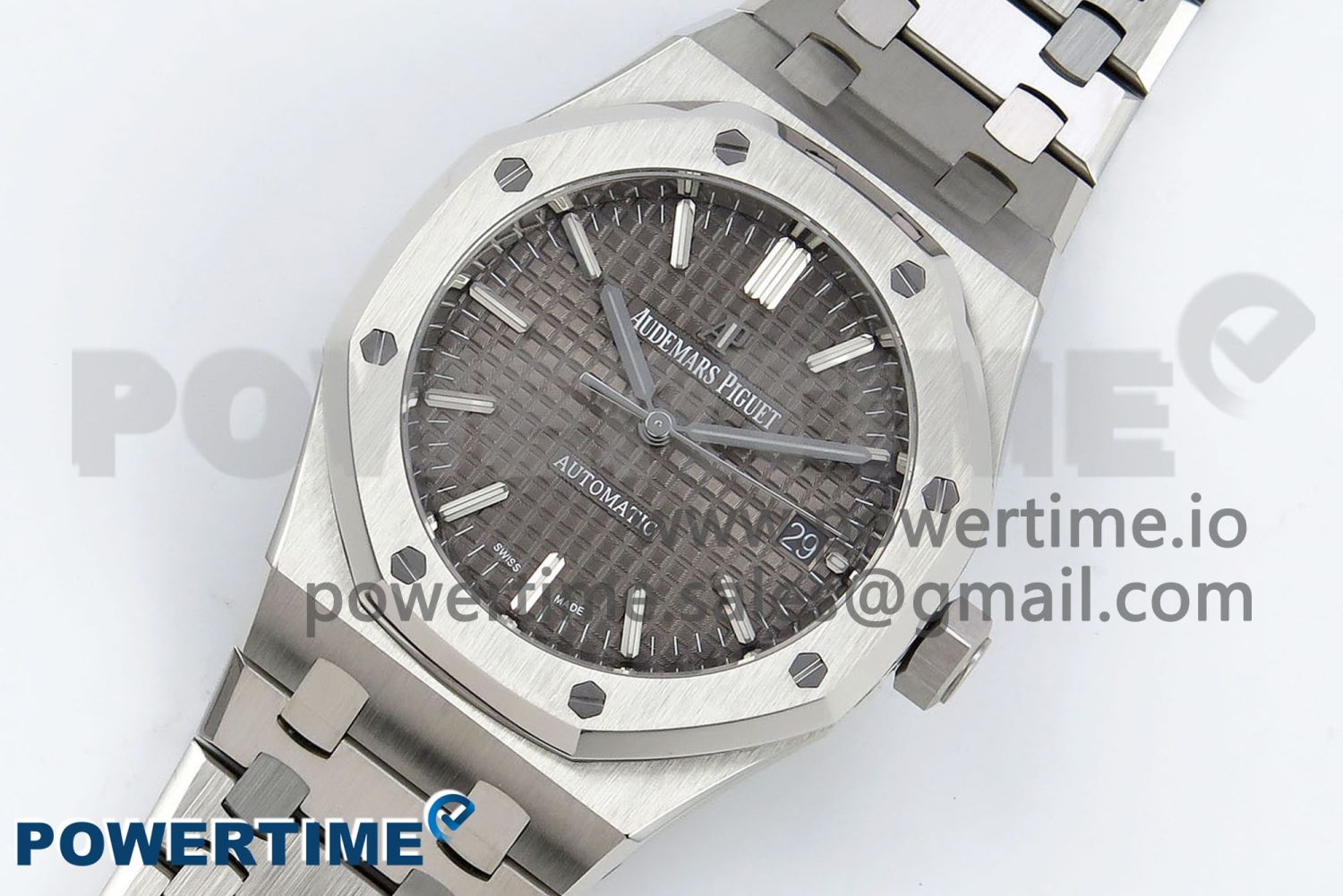Royal Oak 37mm 15450 SS ZF 1:1 Best Edition Gray Textured Dial on SS Bracelet SA3120 Super Clone - Image 2