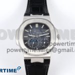 Nautilus 5712 SS PPF 1:1 Best Edition Blue Dial on Black Leather Strap A240 Super Clone V2