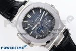 Nautilus 5712 SS PPF 1:1 Best Edition Blue Dial on Black Leather Strap A240 Super Clone V2 - Image 3