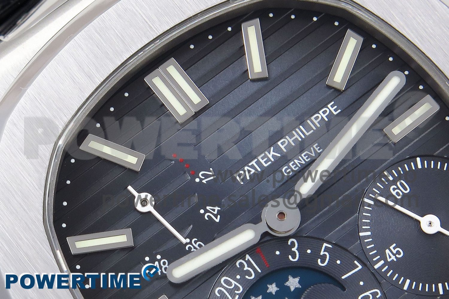 Nautilus 5712 SS PPF 1:1 Best Edition Blue Dial on Black Leather Strap A240 Super Clone V2 - Image 4