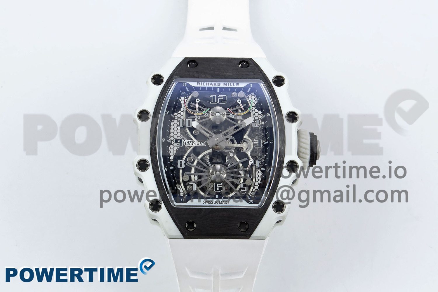 RM21-02 Tourbillon NTPT RMF Best Edition Skeleton Dial on White Rubber Strap - Image 1
