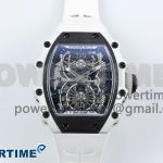 RM21-02 Tourbillon NTPT RMF Best Edition Skeleton Dial on White Rubber Strap