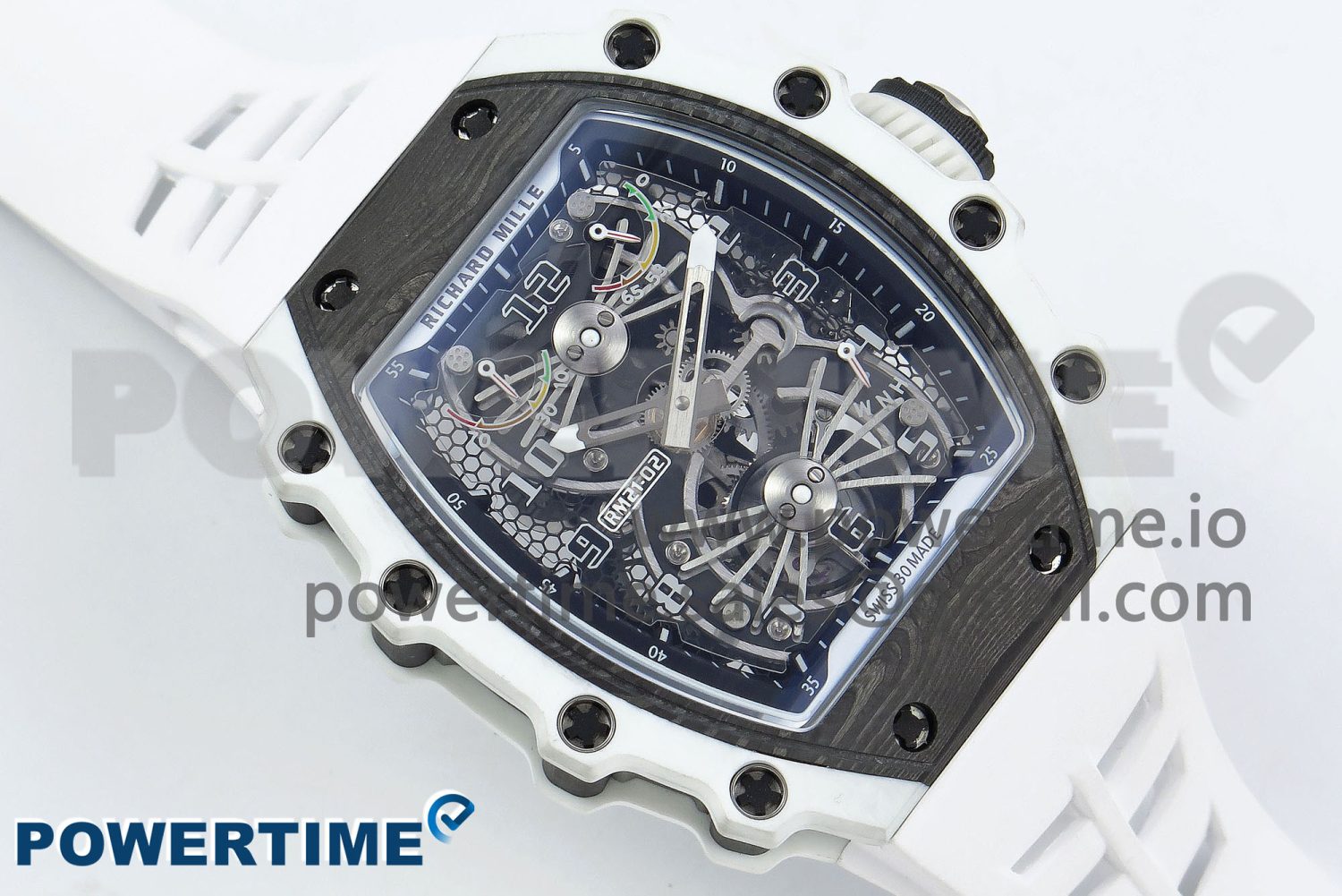 RM21-02 Tourbillon NTPT RMF Best Edition Skeleton Dial on White Rubber Strap - Image 3