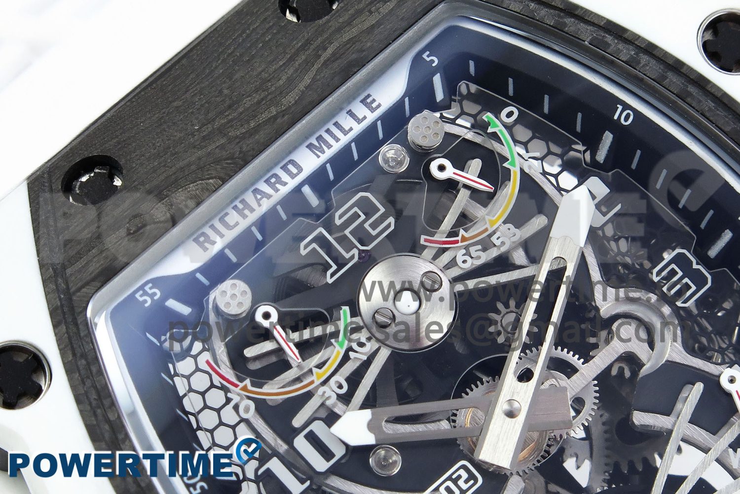 RM21-02 Tourbillon NTPT RMF Best Edition Skeleton Dial on White Rubber Strap - Image 4