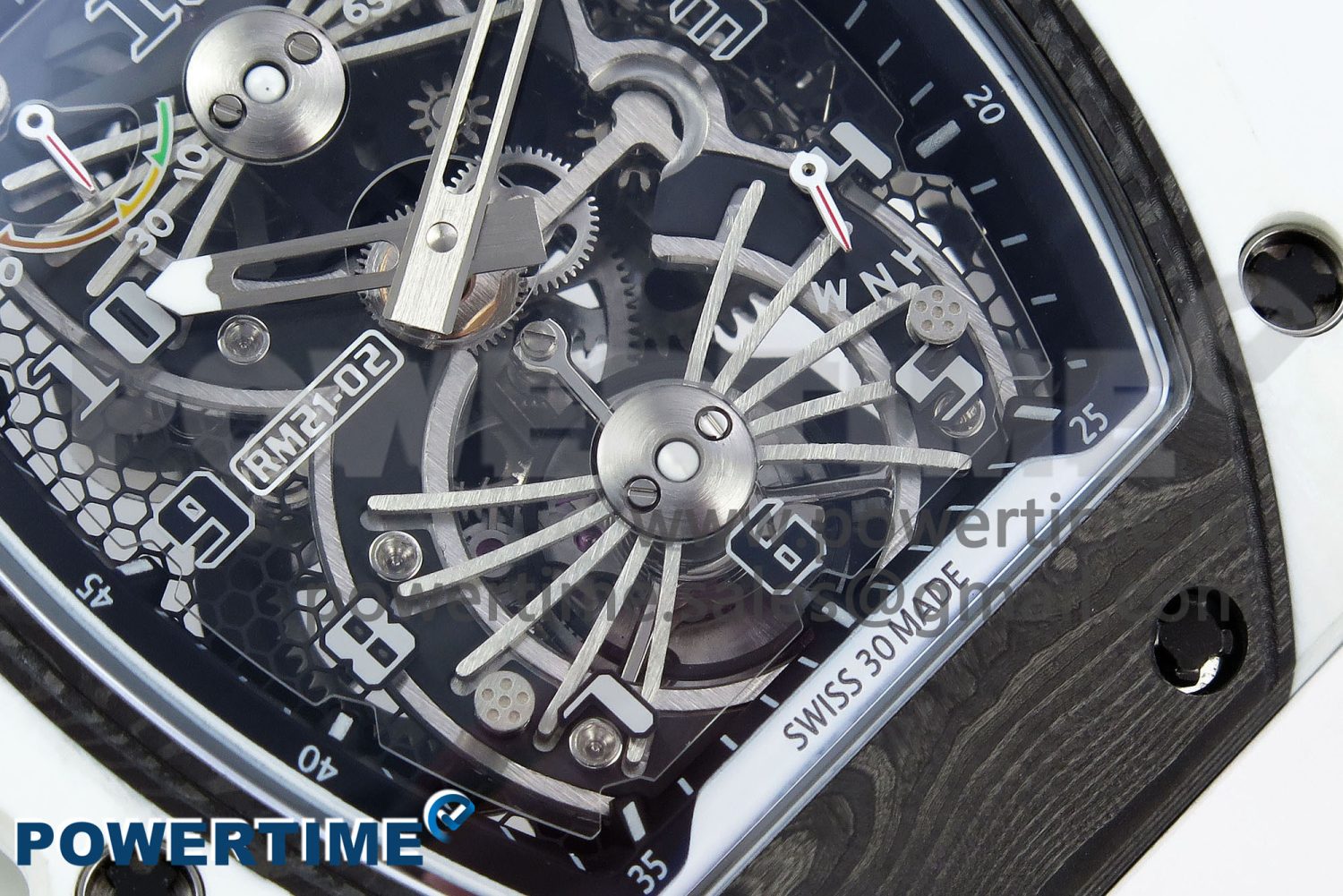 RM21-02 Tourbillon NTPT RMF Best Edition Skeleton Dial on White Rubber Strap - Image 5